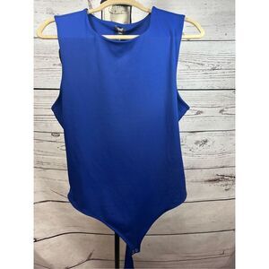 Express Womens XL Blue Sleeveless‎ Bodysuit Open Back Party Top New